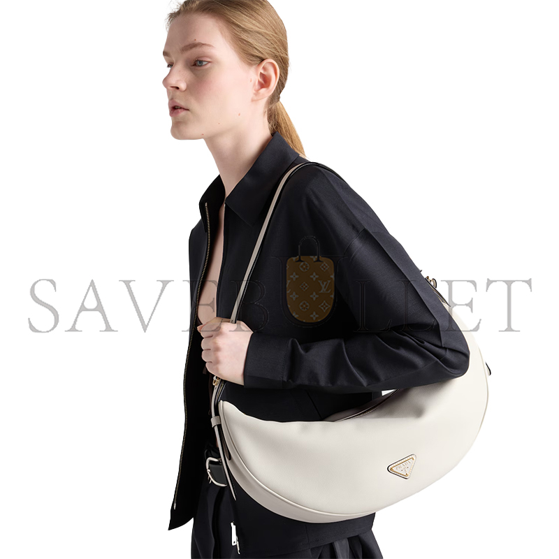 PRADA DEMI-LUNE LARGE LEATHER SHOULDER BAG 1BC255 (42*19.5*8.5cm)